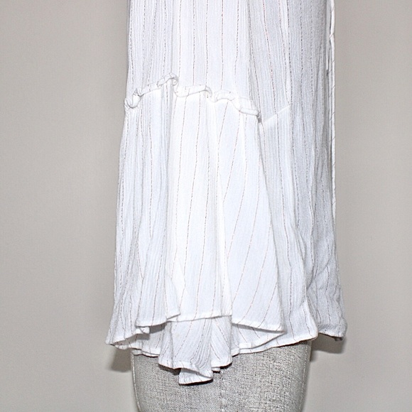 Ellen Tracey White Striped Peasant Blouse Medium - Picture 9 of 12